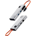 ROCK TR28 HDMI 4K Gigabit Network PD Quick Charger 6 in 1 USB 3.0 HUB (Silver Black)