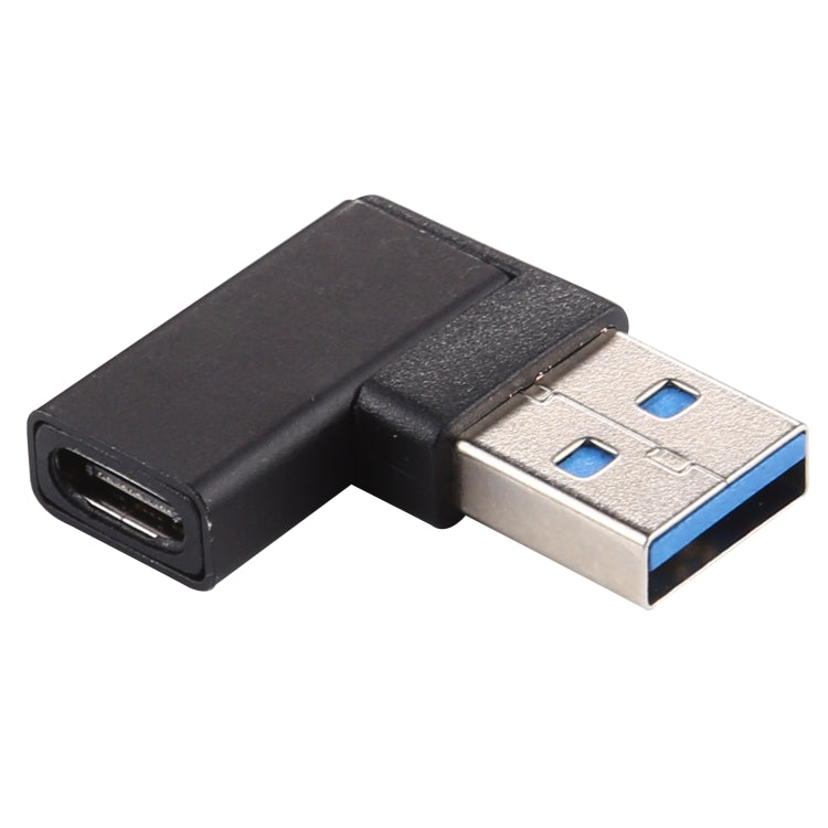 Type-C / USB-C Female to USB 3.0 Male 90 Degree Elbow Head Aluminium Alloy Adapter, Type-C Female to USB 3.0 Male