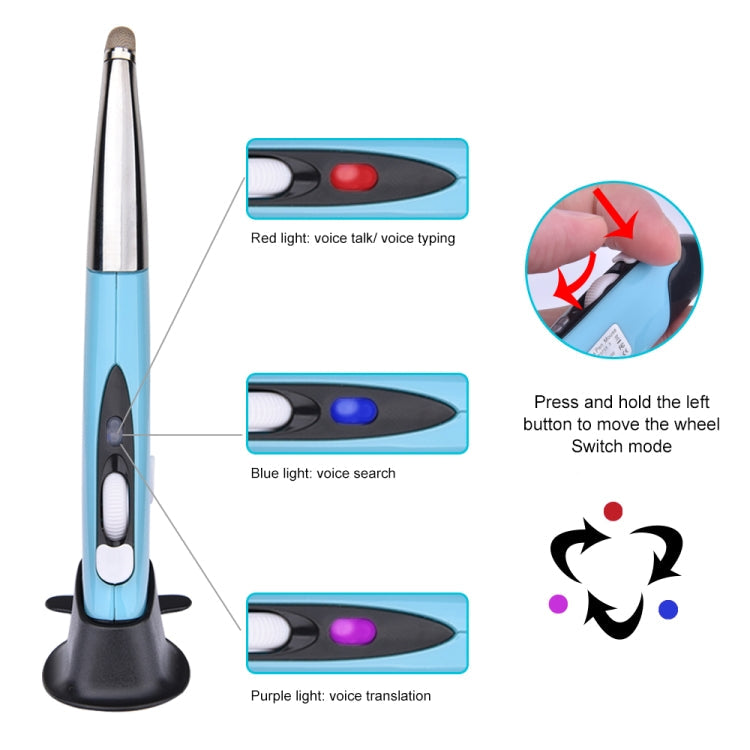 PR-06S 4-keys Smart Wireless Optical Mouse with Stylus Pen Function, Support Voice Operation / Translation (Blue)