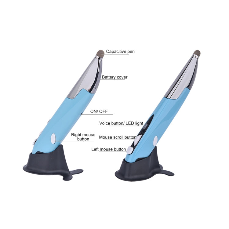 PR-06S 4-keys Smart Wireless Optical Mouse with Stylus Pen Function, Support Voice Operation / Translation (Blue)