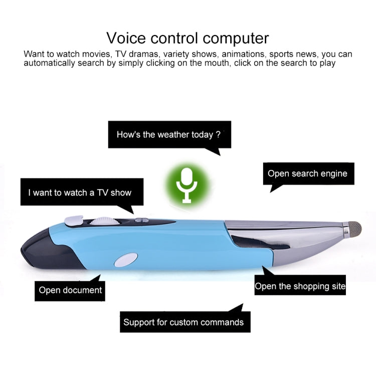 PR-06S 4-keys Smart Wireless Optical Mouse with Stylus Pen Function, Support Voice Operation / Translation (Blue)