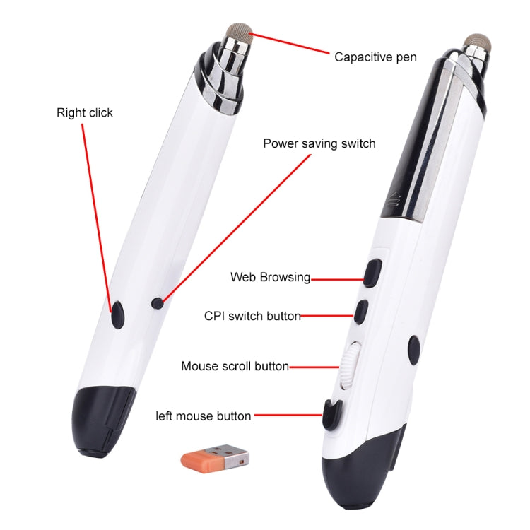 PR-08 6-keys Smart Wireless Optical Mouse with Stylus Pen & Laser Function, Laser Function White, Laser Function Black, Laser Function Grey, Laser Function Blue, Laser Function Red