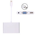 USB-C / Type-C 3.1 to VGA & HDMI & 3.5mm Video Audio Adapter, For Laptop & Notebook & MacBook 12 inch & MacBook Pro(Silver)