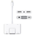 NK-1042 6 in 1 8 Pin Male to Dual USB + Dual SD Card + 3.5mm Audio Interface + 8 Pin Charging Interface Female Port Camera Adapter