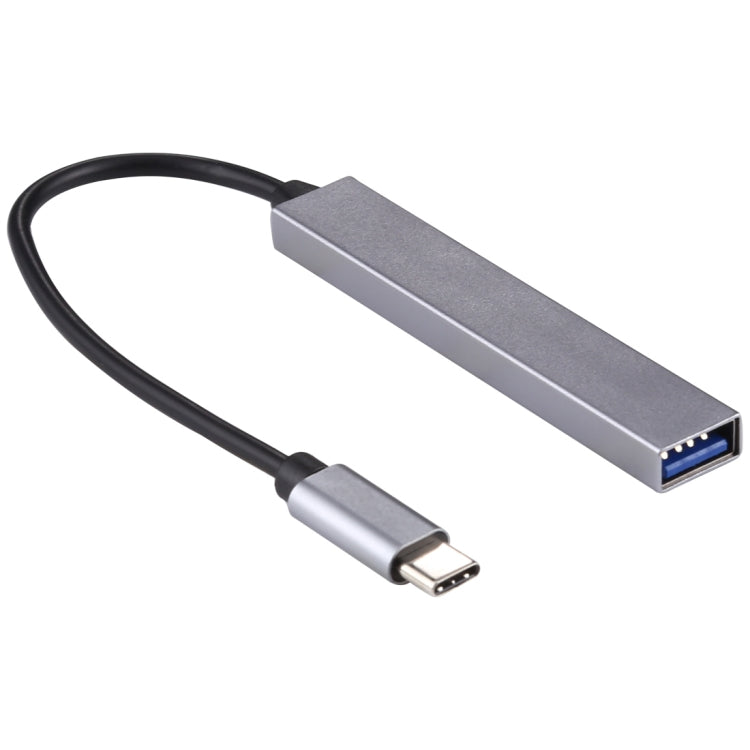 T-818 4 x USB 3.0 to USB-C / Type-C HUB Adapter (Silver Grey)