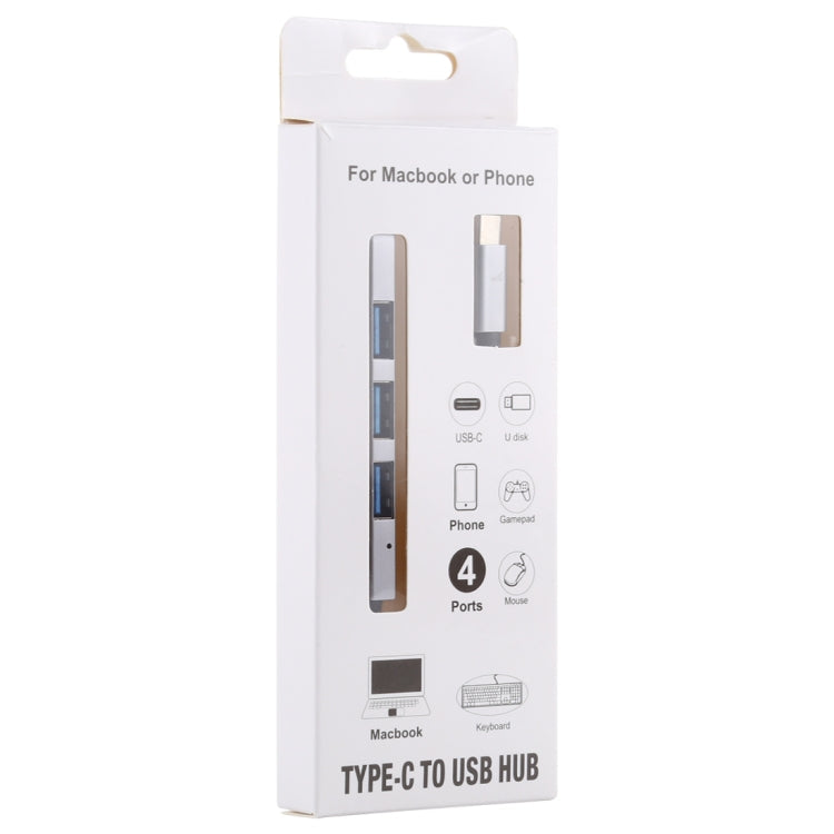 T-818 4 x USB 3.0 to USB-C / Type-C HUB Adapter (Silver Grey)