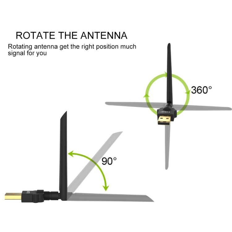 EDUP EP-AC1669 AC1300Mbps 2.4GHz & 5.8GHz Dual Band USB WiFi Adapter External Network Card with 2dbi Antenna