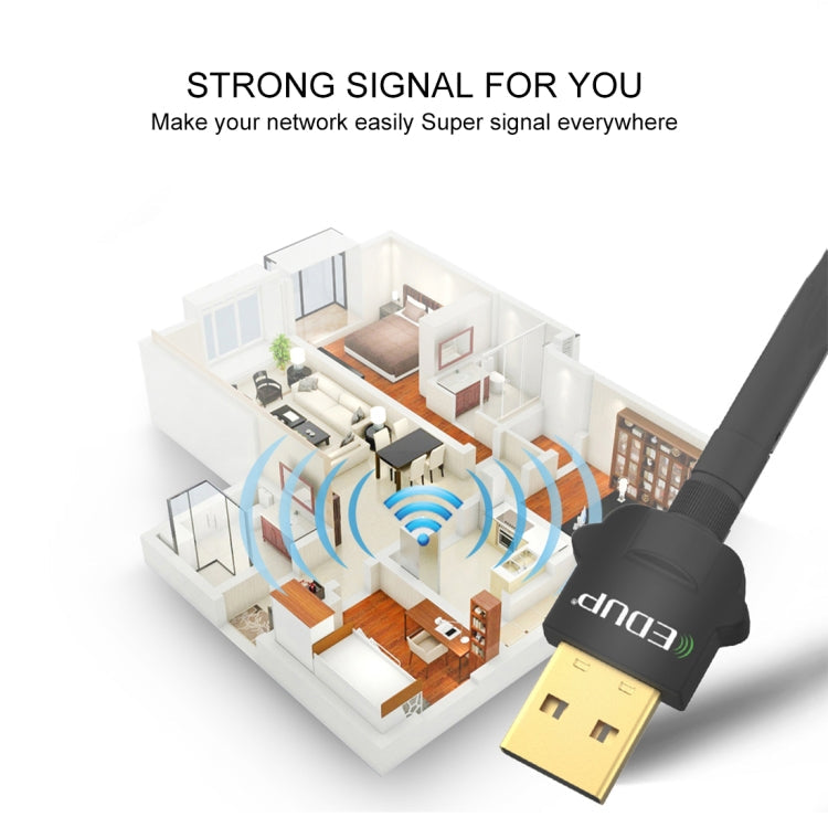 EDUP EP-AC1669 AC1300Mbps 2.4GHz & 5.8GHz Dual Band USB WiFi Adapter External Network Card with 2dbi Antenna
