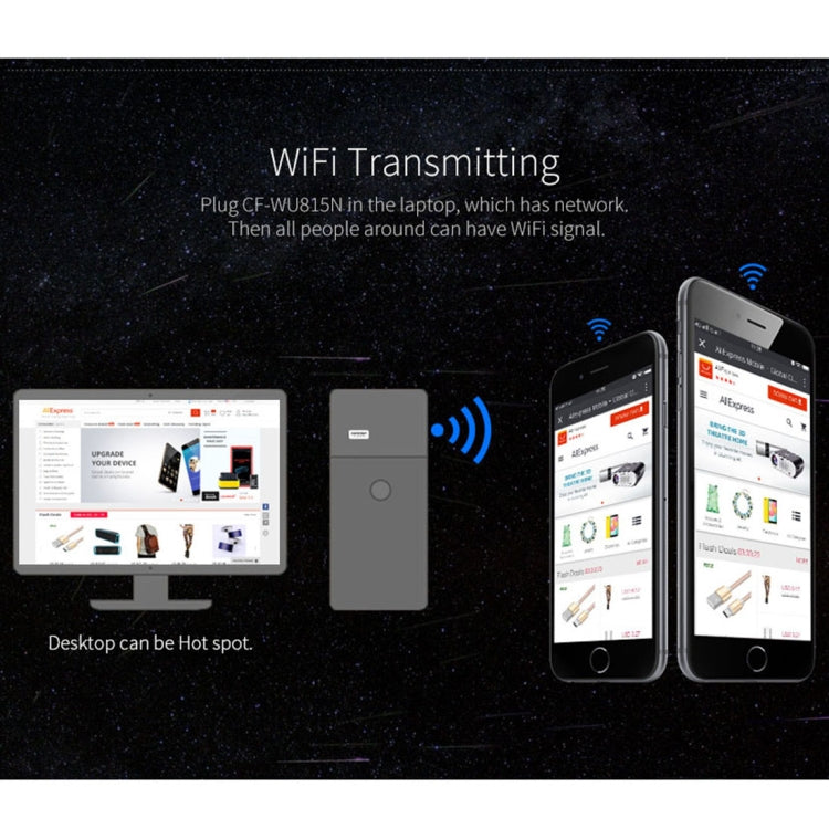 COMFAST CF-WU815N 150Mbps Mini Wireless USB 2.0 Free Driver WiFi Adapter External Network Card, CF-WU815N