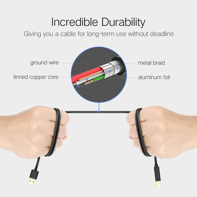 UGREEN USB 2.0 Nickel-plated Printer Cable Data Cable, For Canon, Epson, HP, Cable Length: 1m