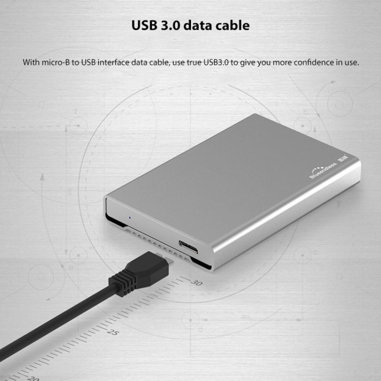 Blueendless U23Q SATA 2.5 inch Micro B Interface HDD Enclosure with Micro B to USB Cable, Support Thickness: 15mm or less