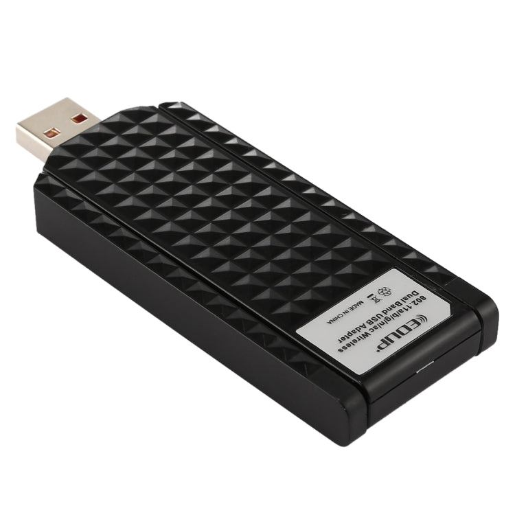 EDUP EP-AC1625 600Mbps 2.4G / 5.8GHz Dual Band Wireless 11AC USB 2.0 Adapter Network Card with 2 Antennas for Laptop / PC(Black)