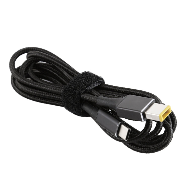 100W Big Square Male to USB-C / Type-C Male Nylon Weave Power Charge Cable for Lenovo, Cable Length: 1.7m