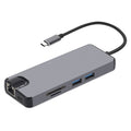 8 in 1 Type-C to HDMI + USB 3.0 + USB 3.0 + Type-C + LAN + VGA + TF/SD Card Reader Adapter