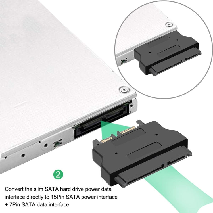 SATA 22 Pin Female to SLIMLINE SATA 13 Pin Male Adapter, SATA 22 Pin Female to SATA 13 Pin