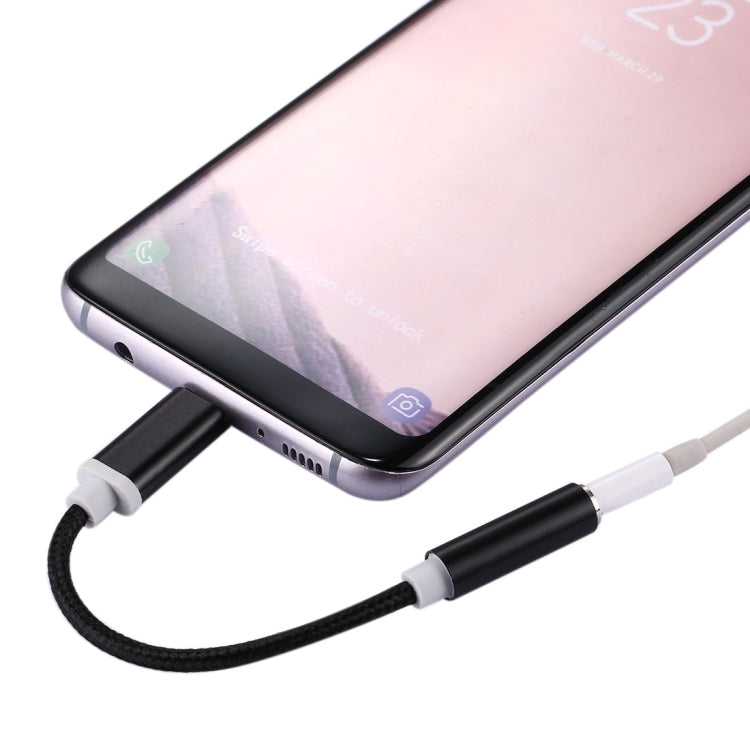 USB-C / Type-C Male to 3.5mm Female Weave Texture Audio Adapter, Length: about 10cm(Black)