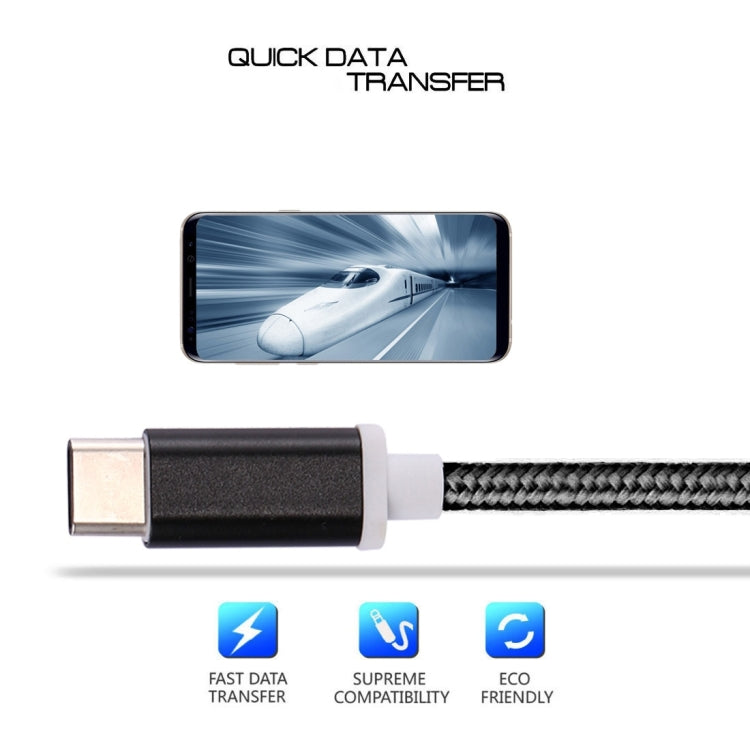 USB-C / Type-C Male to 3.5mm Female Weave Texture Audio Adapter, Length: about 10cm(Black)