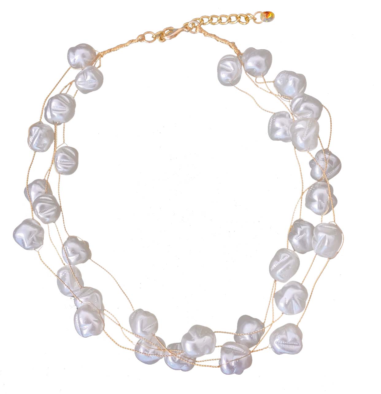 20s Gatsby Gold Tone Copper Hand Wired Faux Irregular Pearl Layered Choker Statement Necklace Fashion Chain Gift UK
