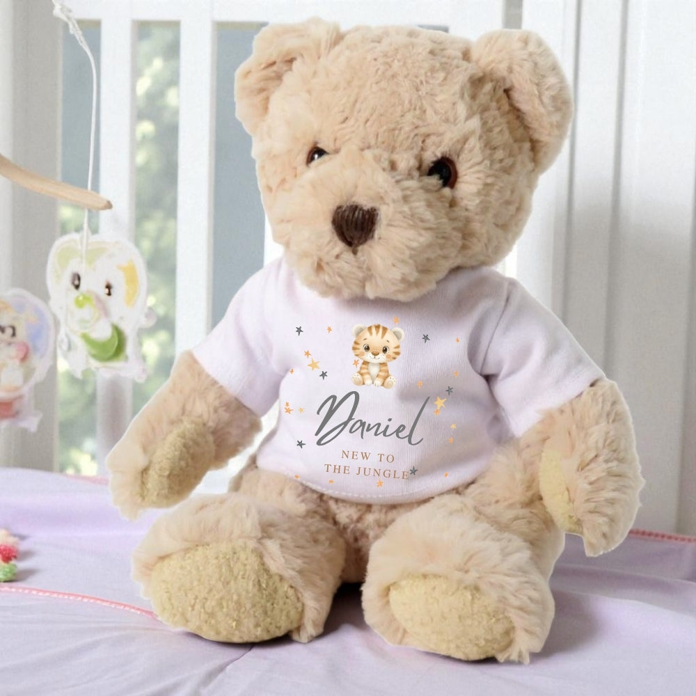 Personalised New to the Jungle Tiger Gift Hamper Baby Gift Hamper - Teddy & Vest