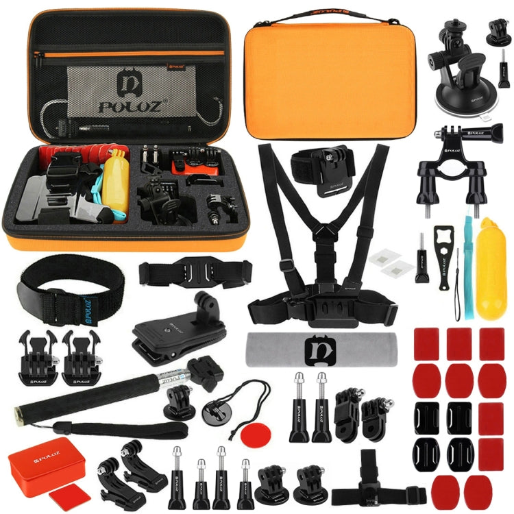 PULUZ 53 in 1 Ultimate Combo Kit with Orange EVA Case for GoPro & Action Cameras