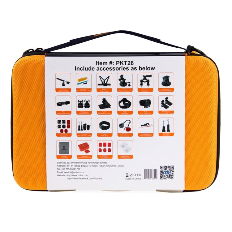 PULUZ 53 in 1 Ultimate Combo Kit with Orange EVA Case for GoPro & Action Cameras