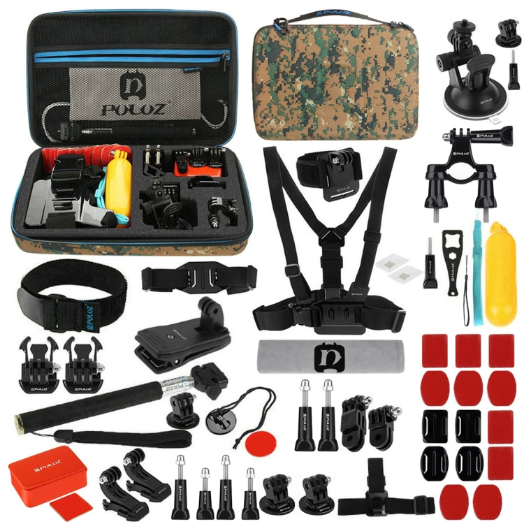 PULUZ 53-in-1 Accessory Kit with Camouflage EVA Case for Action Cameras