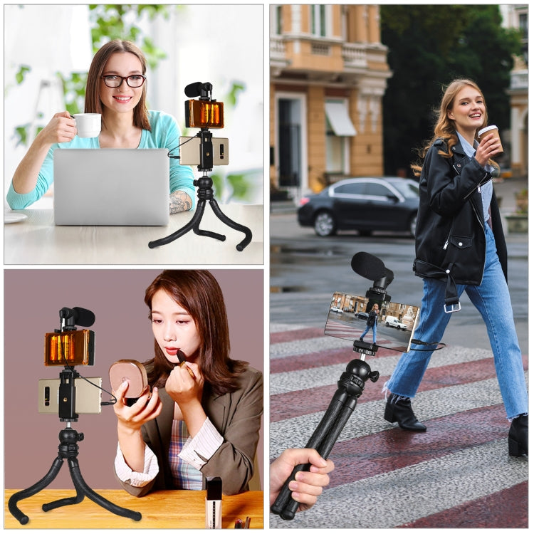 PULUZ Mini Octopus Flexible Tripod with Ball Head, Phone Clamp, Tripod Adapter & Long Screw for SLR Cameras, GoPro, Smartphones (30cm x 5cm)