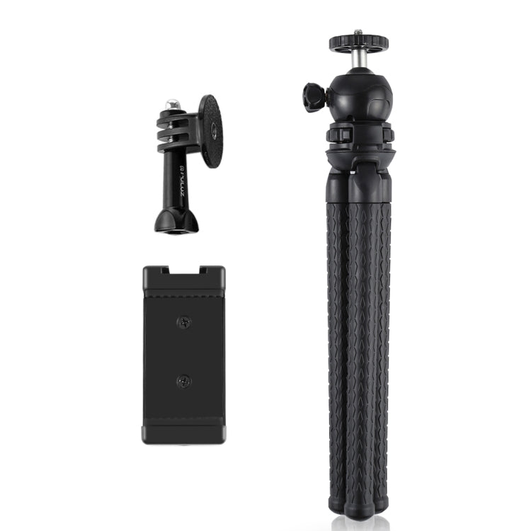PULUZ Mini Octopus Flexible Tripod with Ball Head, Phone Clamp, Tripod Adapter & Long Screw for SLR Cameras, GoPro, Smartphones (30cm x 5cm)