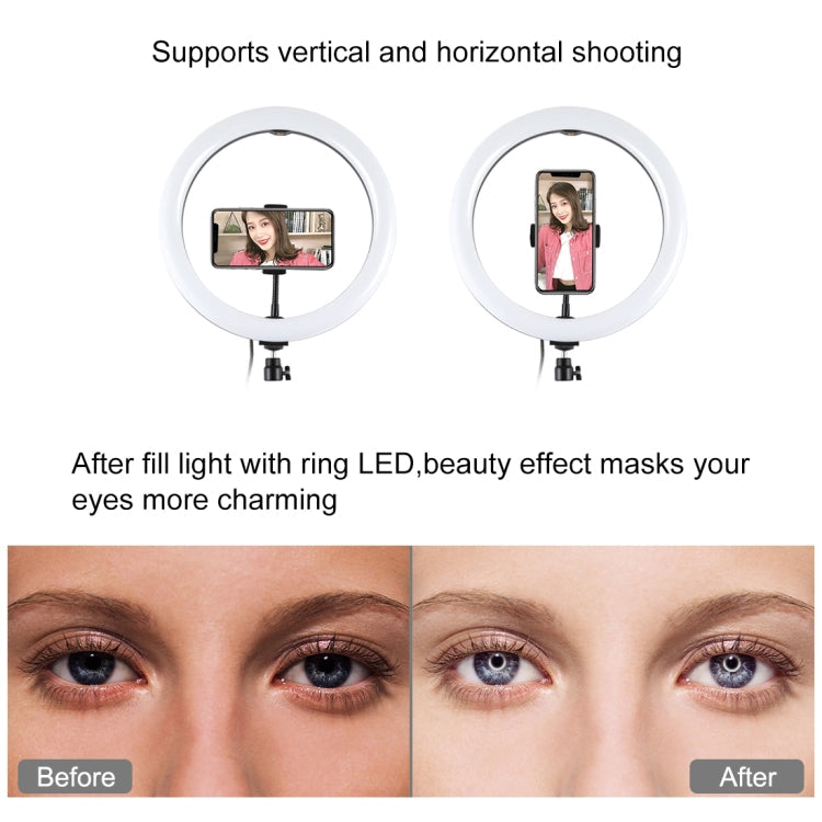 PULUZ 11.8 inch 30cm RGB Light 1.1m Tripod Mount Dimmable LED Ring Vlogging Selfie Photography Video Lights Live Broadcast Kits with Cold Shoe Tripod Ball Head & Phone Clamp, 12 inch RGB+Tripod(EU)