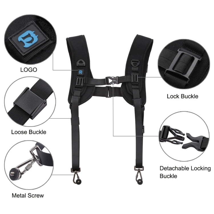 PULUZ 2 in 1 Multi-functional Bundle Waistband Strap + Double Shoulders Strap Kits with Hook for SLR / DSLR Cameras, 2 in 1 Kits