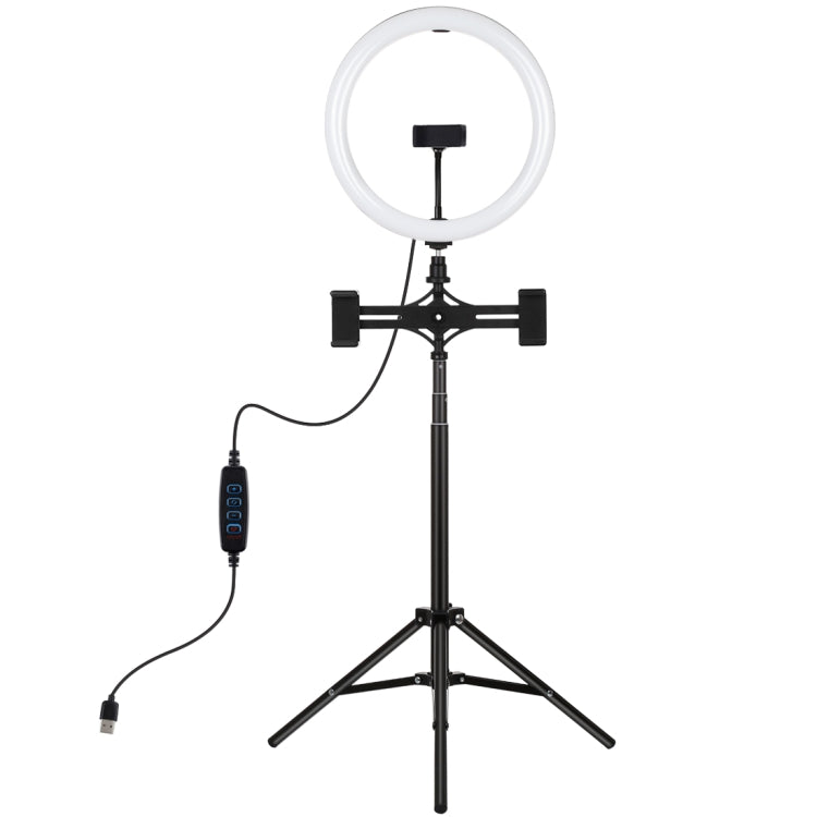 PULUZ 11.8" Ring Light with 1.65m Tripod, Dual Phone Bracket, USB, 3 Modes, Dual Color Temperature (Black)