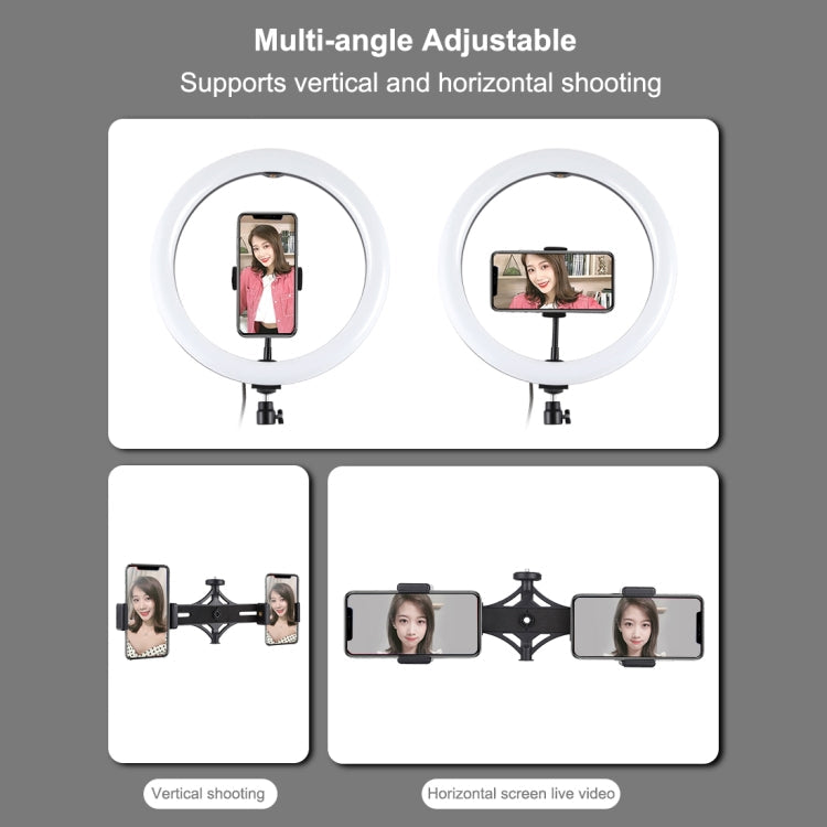 PULUZ 11.8" Ring Light with 1.65m Tripod, Dual Phone Bracket, USB, 3 Modes, Dual Color Temperature (Black)