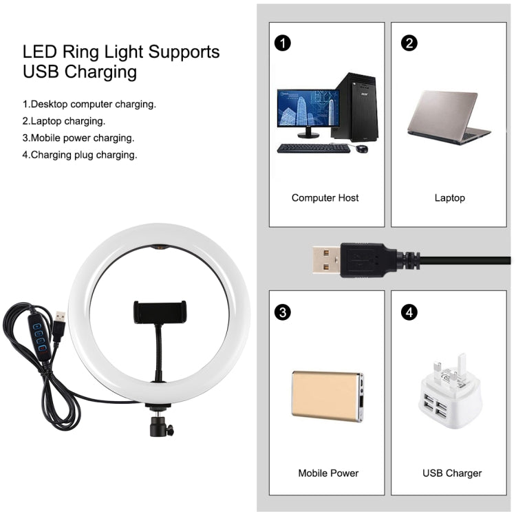PULUZ 10.2 inch 26cm Light + 1.1m Tripod Mount + Dual Phone Brackets USB 3 Modes Dimmable Dual Color Temperature LED Curved Diffuse Light Ring Vlogging Selfie Photography Video Lights with Phone Clamp & Selfie Remote Control(Black)