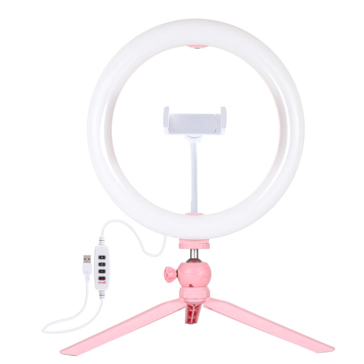 PULUZ 10.2" Ring Light with Desktop Tripod, USB, 3 Modes, Dual Color Temperature, Phone Clamp (Pink)