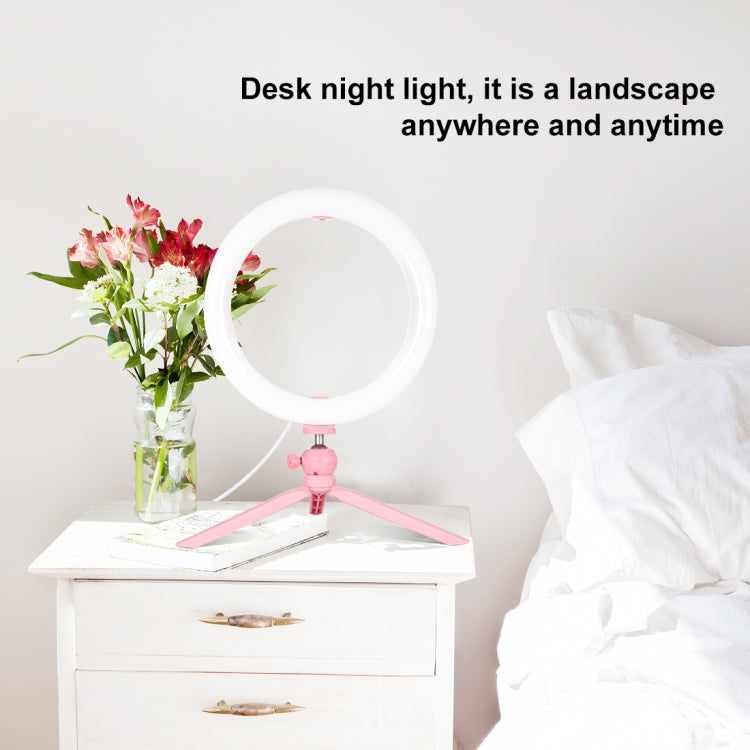 PULUZ 10.2" Ring Light with Desktop Tripod, USB, 3 Modes, Dual Color Temperature, Phone Clamp (Pink)