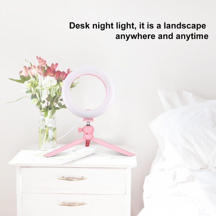PULUZ 7.9 inch 20cm Light + Desktop Tripod Mount USB 3 Modes Dimmable Dual Color Temperature LED Curved Light Ring Vlogging Selfie Beauty Photography Video Lights with Phone Clamp(Pink)