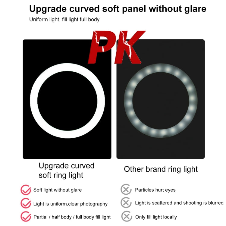 PULUZ 7.9 inch 20cm Light + Desktop Tripod Mount USB 3 Modes Dimmable Dual Color Temperature LED Curved Light Ring Vlogging Selfie Beauty Photography Video Lights with Phone Clamp(Pink)