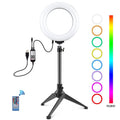 PULUZ 6.2 inch 16cm RGBW Light + Desktop Tripod Mount + USB Dimmable LED Ring Vlogging Photography Video Lights with Cold Shoe Tripod Ball Head & Remote Control, Tripod Mount + 6.2 inch RGBW / Remote