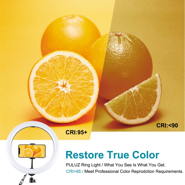 PULUZ 11.8 inch 30cm RGBW Light + 1.65m Mount Curved Surface RGBW Dimmable LED Ring Selfie Vlogging Light  Live Broadcast Kits with Cold Shoe Tripod Adapter & Phone Clamp & Remote Control(Black)