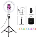 PULUZ 11.8 inch 30cm Light + 1.1m Tripod Mount Curved Surface RGBW Dimmable LED Ring Vlogging Photography Video Lights Live Broadcast Kits with Tripod Ball Head & Phone Clamp(Black)