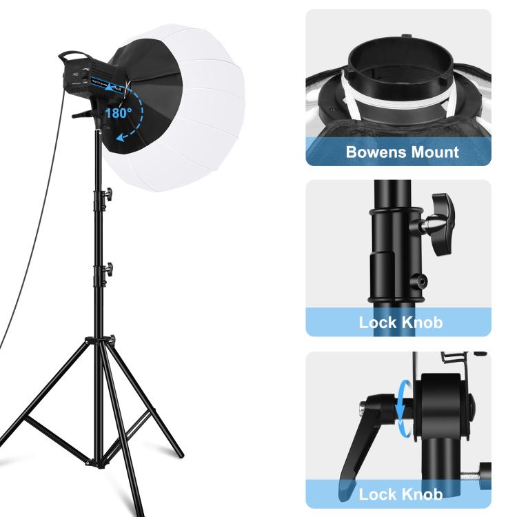 PULUZ 220V 120W Studio Video Light + 2.8m Light Holder + 65cm Foldable Lantern Softbox Photography Kit, 120W 2700K-6500K Light 2.8m Light Holder Kit US Plug, 120W 2700K-6500K Light 2.8m Light Holder Kit EU Plug                                          ...