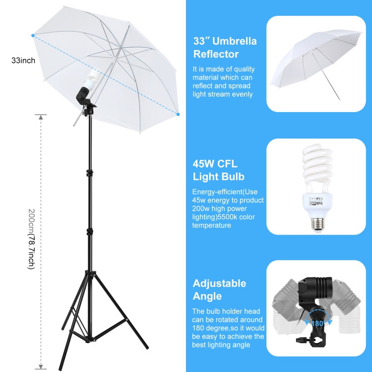 PULUZ LED Light Studio Softbox Photography Kit with Background & Reflective & Tripod Mount & Sandbags(EU Plug)