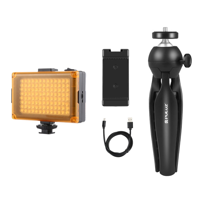 PULUZ Live Broadcast Smartphone Video Light Vlogger Kits with LED Light + Tripod Mount + Phone Clamp Holder(Black)