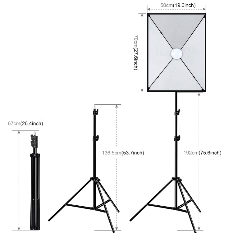 PULUZ Softbox Lighting Kit 2 PCS 50x70cm Professional Photo Studio Photography Light Equipment with 2 x 220V E27 Socket Bulb Photography Lighting Kit, 2 PCS Single Bulb EU Plug, 2 PCS Single Bulb US Plug
