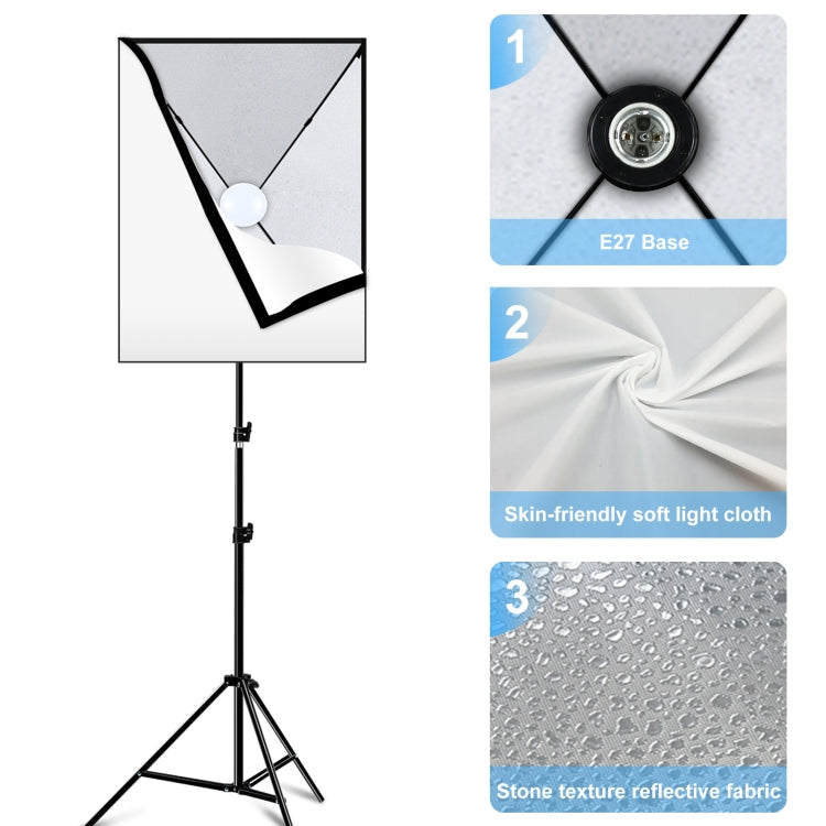 PULUZ Softbox Lighting Kit 2 PCS 50x70cm Professional Photo Studio Photography Light Equipment with 2 x 220V E27 Socket Bulb Photography Lighting Kit, 2 PCS Single Bulb EU Plug, 2 PCS Single Bulb US Plug