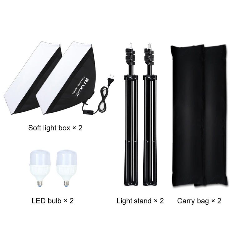 PULUZ Softbox Lighting Kit 2 PCS 50x70cm Professional Photo Studio Photography Light Equipment with 2 x 220V E27 Socket Bulb Photography Lighting Kit, 2 PCS Single Bulb EU Plug, 2 PCS Single Bulb US Plug