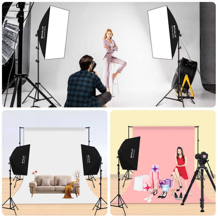 PULUZ Softbox Lighting Kit 2 PCS 50x70cm Professional Photo Studio Photography Light Equipment with 8 x E27 20W E27 Socket Bulb Photography Lighting Kit for Filming Portrait Shooting / Fashion Advertising Photography, 2 PCS 4 x Bulb Kit EU Plug        ...