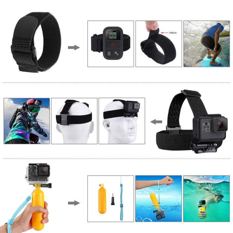 PULUZ 50 in 1 Accessories Total Ultimate Combo Kits with EVA Case (Chest Strap + Suction Cup Mount + 3-Way Pivot Arms + J-Hook Buckle + Wrist Strap + Helmet Strap + Extendable Monopod + Surface Mounts ...  for GoPro, Insta360, DJI and Other Action Cameras