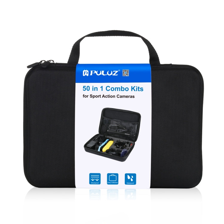 PULUZ 50 in 1 Accessories Total Ultimate Combo Kits with EVA Case (Chest Strap + Suction Cup Mount + 3-Way Pivot Arms + J-Hook Buckle + Wrist Strap + Helmet Strap + Extendable Monopod + Surface Mounts ...  for GoPro, Insta360, DJI and Other Action Cameras
