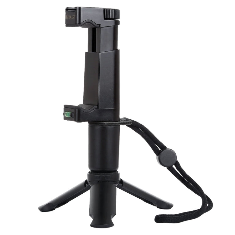 PULUZ Folding Plastic Tripod + Vlogging Handheld Grip with Cold Shoe & Wrist Strap for Smartphones